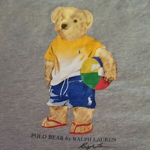 Polo by Ralph Lauren Gray Tee with Bear and Beach Ball